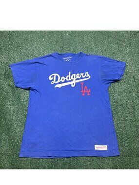 LA Dodgers T Shirt Men's Size M Blue Short Sleeve MLB Baseball Mitchell Ness